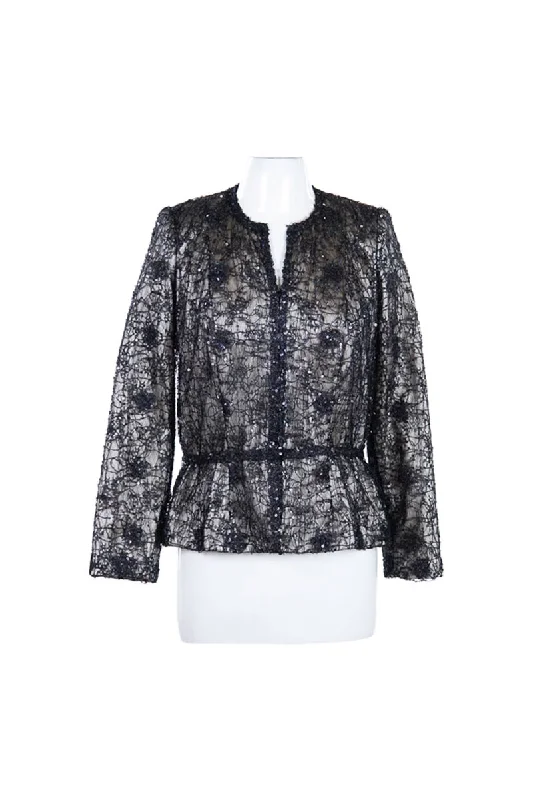 Black Sequin Lace Blazer Women's Travel Jacket