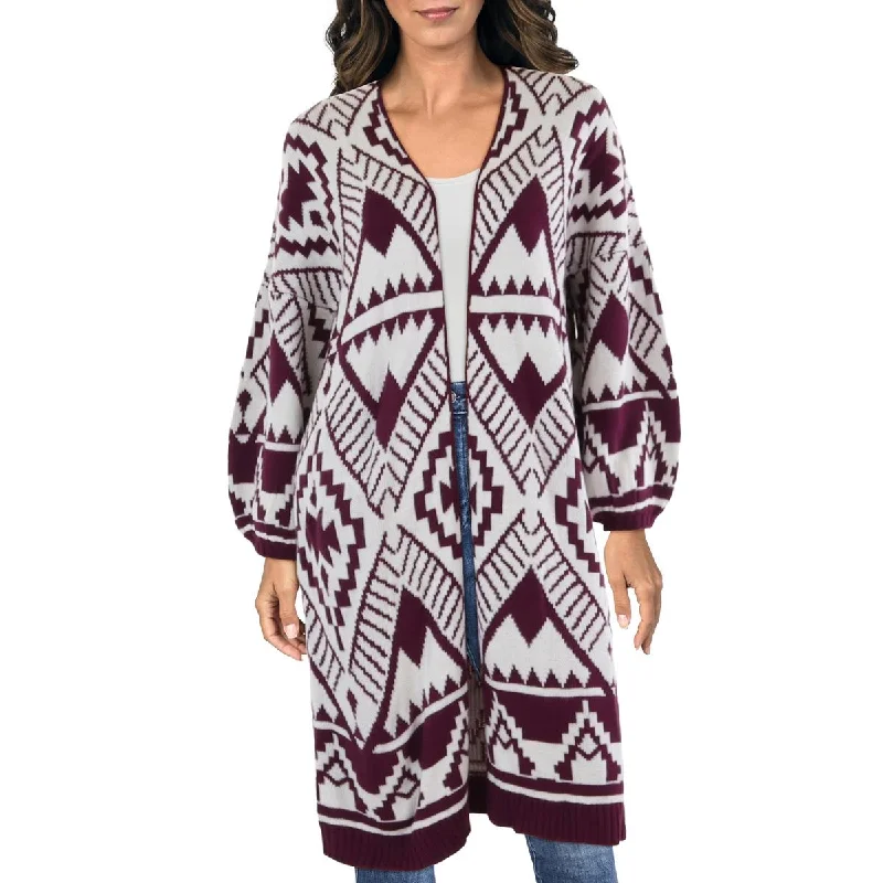 Womens Printed Open Front Cardigan Sweater Casual Formal Business