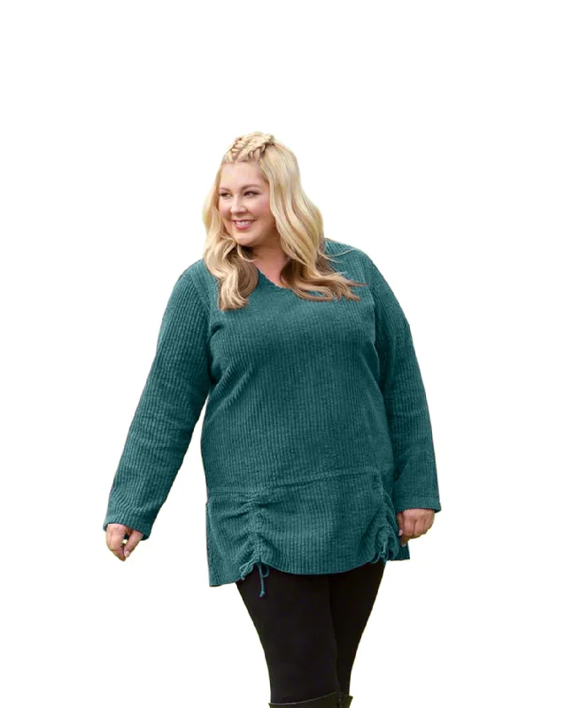 On The Plus Side Channel Islands Chenille Long Sleeve Rayanne Plus Size Pullover Sweater Open Front Closed Front Wrap Front