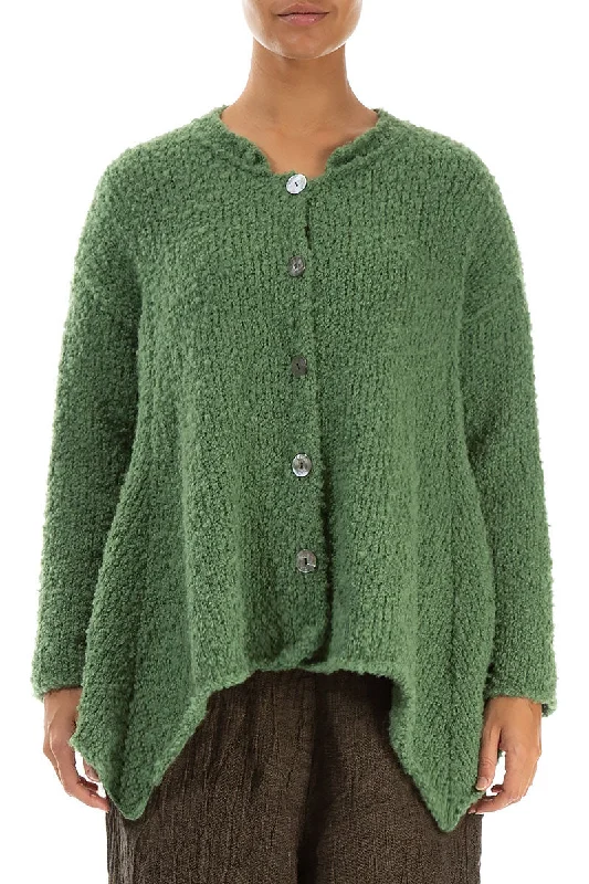 Buttoned Sage Green Alpaca Wool Cardigan Casual Formal Business