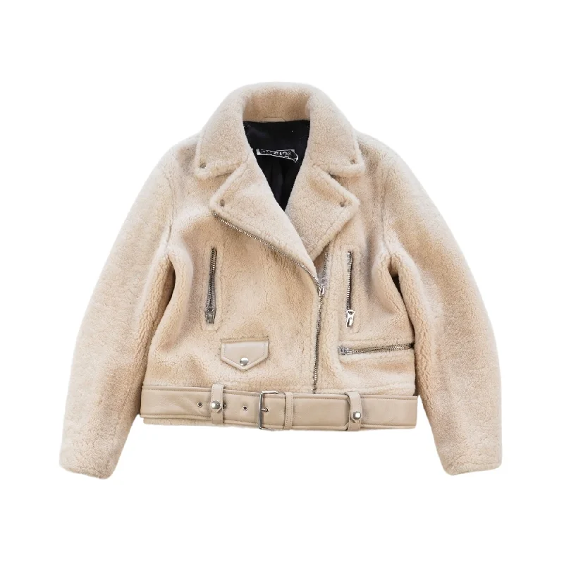 Acne 'Merlyn Shear' Aviator Jacket - Women's 34 Denim Jacket Leather Jacket Suede Jacket