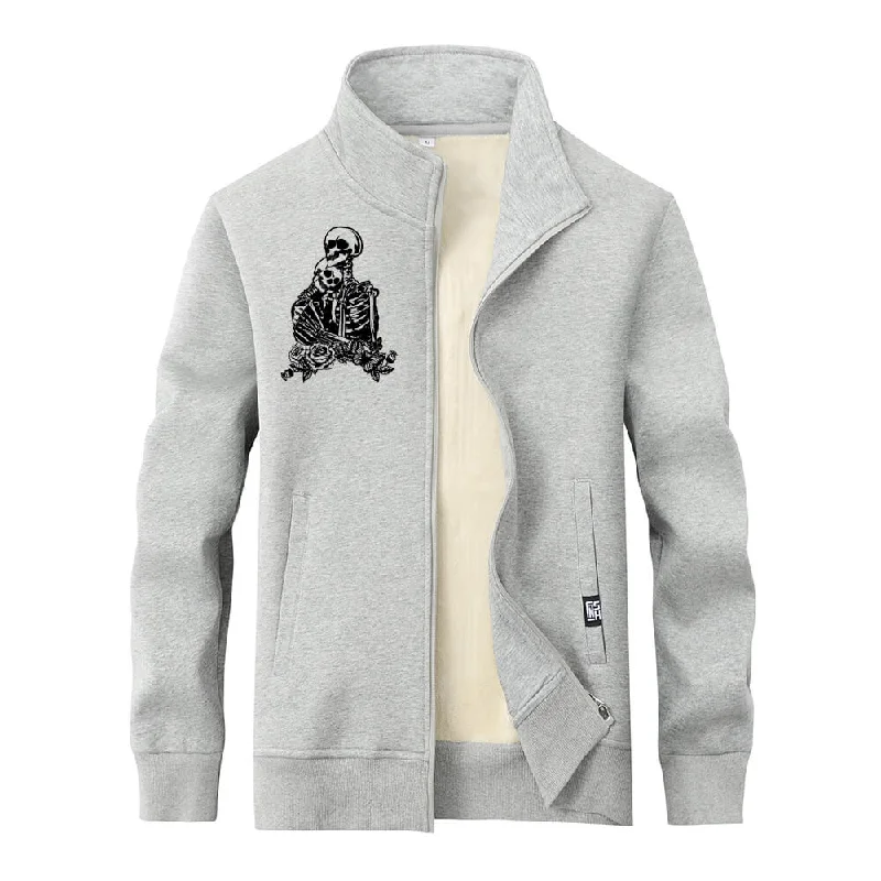 Love till Death Skull Stand Collar Zip Fleece Sherpa Cardigan Mesh Fabric Canvas Fabric Denim Fabric Love till Death Skull Stand Collar Zip Fleece Sherpa Cardigan Mesh Fabric Canvas Fabric Denim Fabric