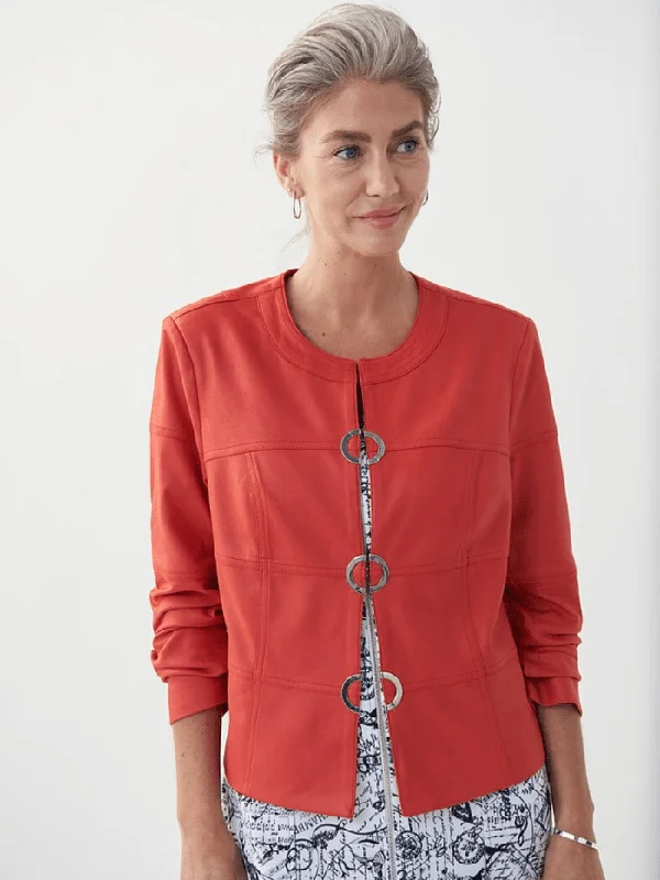 Joseph Ribkoff T Red Suede Jacket 222900 3844 Hooded Jacket Caped Jacket Shawl Collar Jacket