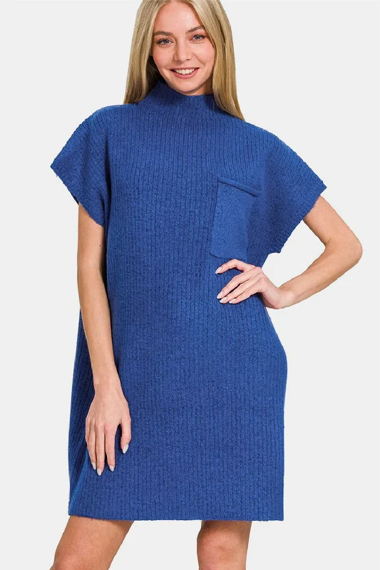 Zenana Short Sleeve Sweater Mini Dress In Navy Rayon Fabric Velvet Fabric Corduroy Fabric Zenana Short Sleeve Sweater Mini Dress In Navy Rayon Fabric Velvet Fabric Corduroy Fabric