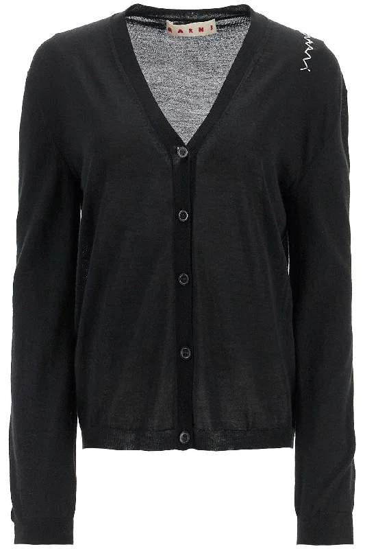 wool and silk blend cardigan CDMD0361A0UFZ626 BLACK Crew Neck V-Neck Turtle Neck