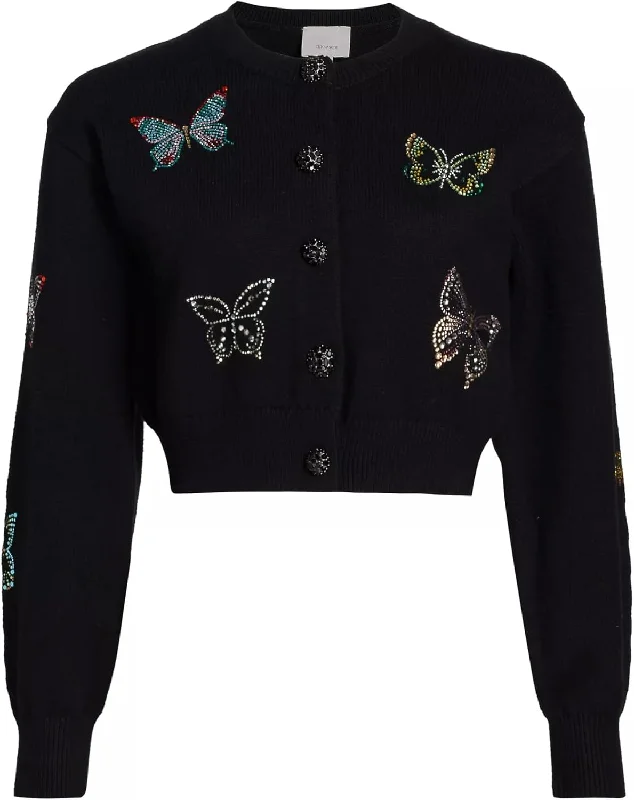 Cinq a Sept Women's Lisette Butterfly Cardigan, Black Multi Cotton Fabric Linen Fabric Terry Fabric Cinq a Sept Women's Lisette Butterfly Cardigan, Black Multi Cotton Fabric Linen Fabric Terry Fabric