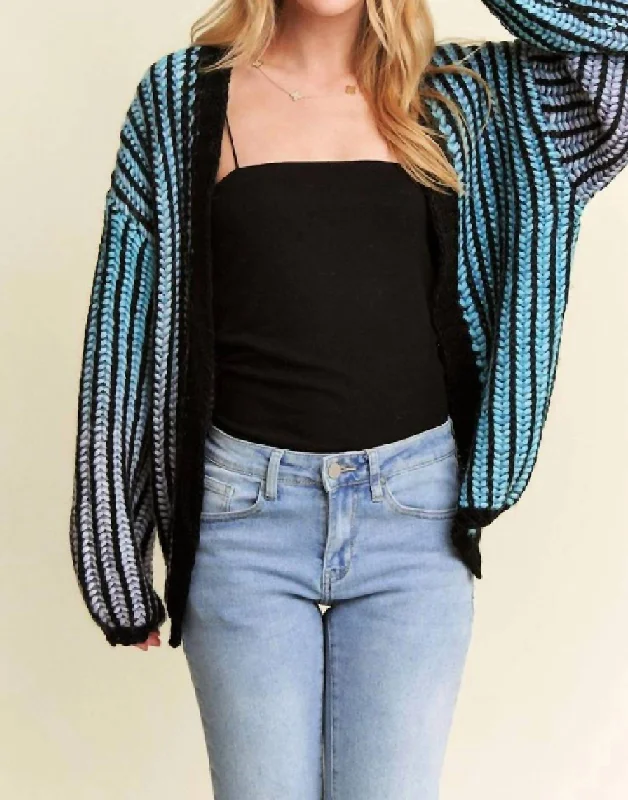 Ombre Sweater Cardigan In Multi Boat Neck Shawl Collar Notched Collar