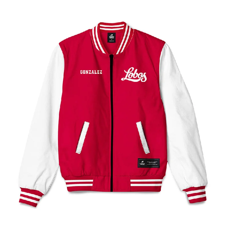 New Mexico - NCAA Women's Track & Field : Zennia Gonzalez - Bomber Jacket Front Pockets Side Pockets Patch Pockets New Mexico - NCAA Women's Track & Field : Zennia Gonzalez - Bomber Jacket Front Pockets Side Pockets Patch Pockets