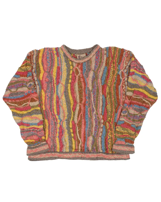 Coogi Multicolor Sweater Print Jacquard Patchwork