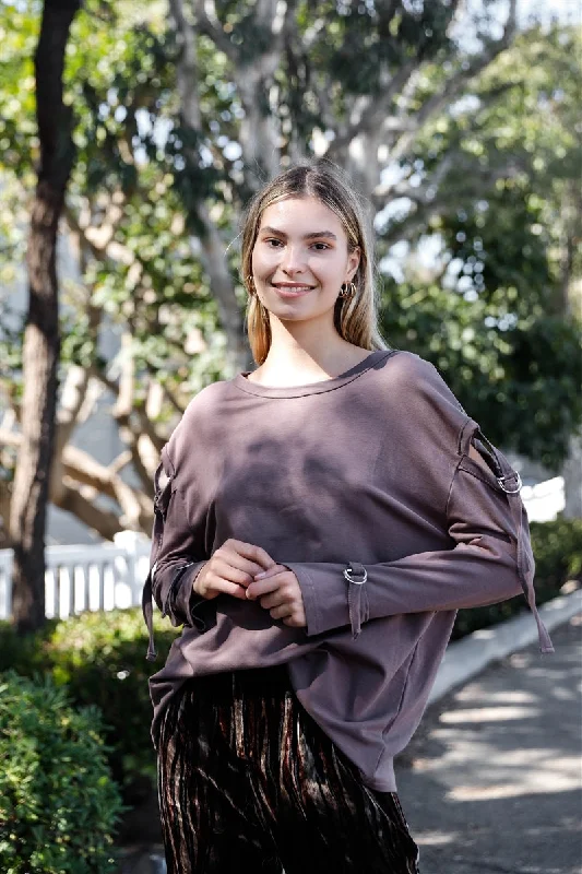 Long Sleeve Cut-out Sweater Hooded Caped Shawl Collar