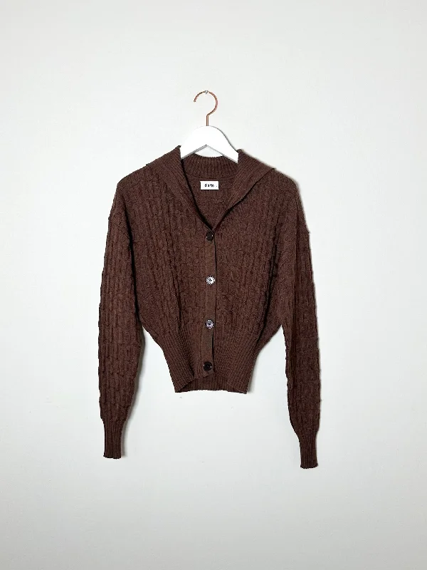 Diarte - Monse Cardigan - Coffee Zippered Front Buttoned Front Snap Front