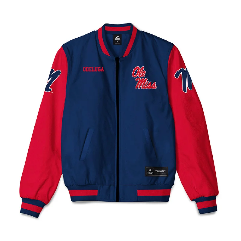 Ole Miss - NCAA Women's Track & Field : Akaomachukwu Odeluga - Bomber Jacket Welt Pockets Slit Pockets Flap Pockets