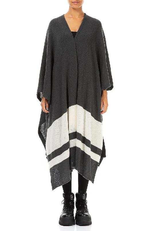 Open Type Dark Grey Wool Cardigan Layered Multi-layer Single Layer