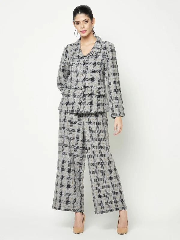 Trimmed Day Blazer Women's Plaid Suit