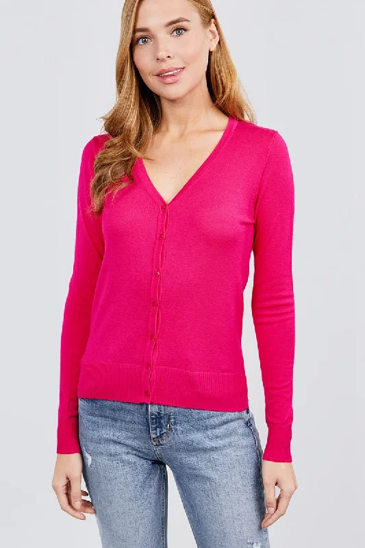 Long Sleeve V-neck Button Down Sweater Cardigan Oversized Loose Flowy