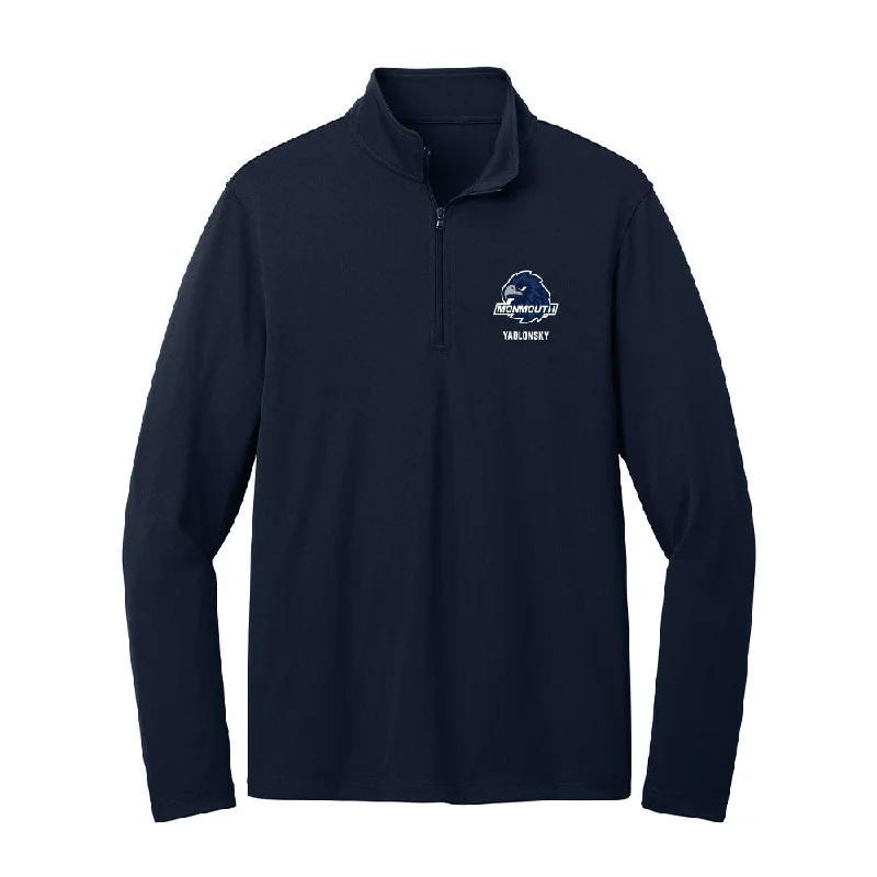 Monmouth - NCAA Women's Rowing : Keira Yablonsky - Lightweight Quarter Zip Jacket Wool Jacket Cashmere Jacket Tweed Jacket