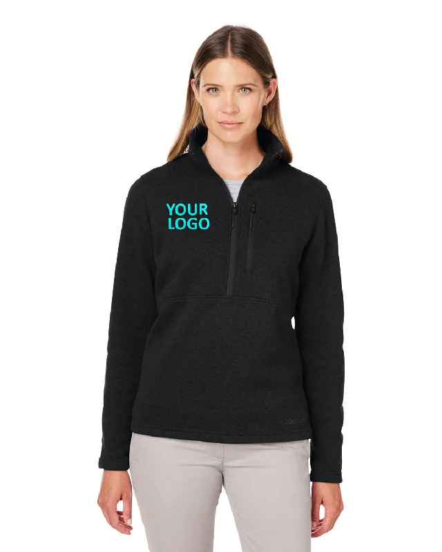 Marmot Ladies Dropline Sweater Fleece Half-Zips, Black Velvet Chenille Corduroy