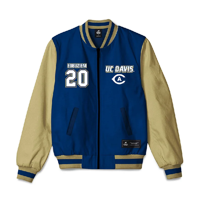 UC Davis - NCAA Women's Track & Field : Chinyere Egbuziem - Bomber Jacket Striped Jacket Polka Dot Jacket Floral Jacket UC Davis - NCAA Women's Track & Field : Chinyere Egbuziem - Bomber Jacket Striped Jacket Polka Dot Jacket Floral Jacket