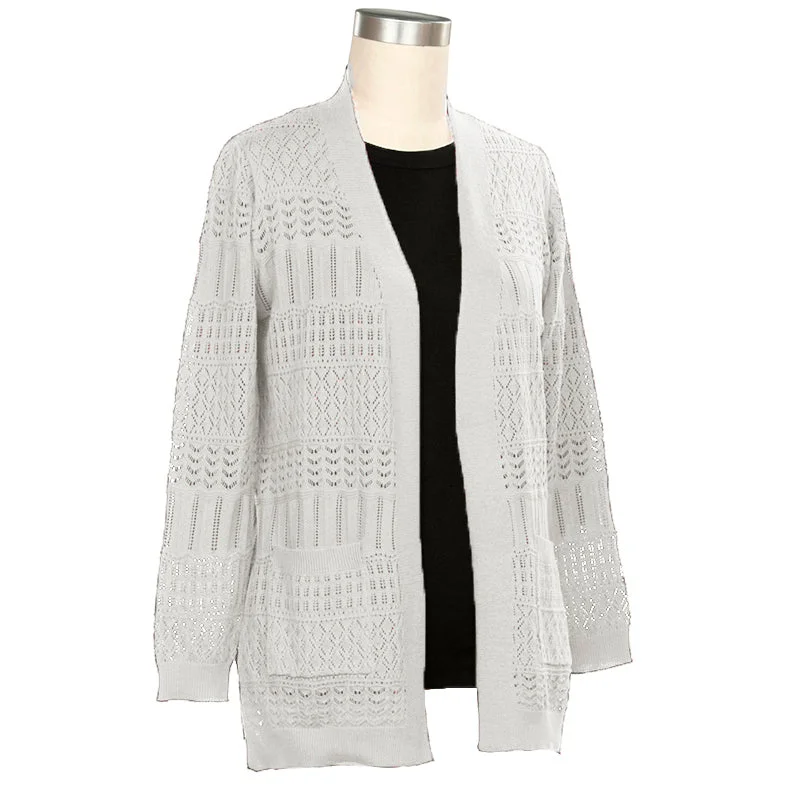 Women's Long-Sleeve Maria Solid Cardigan 1319 Zippered Buttoned Snapped