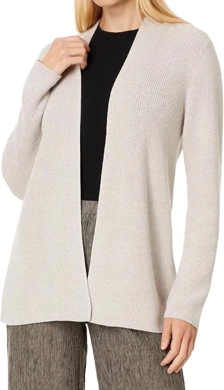 Women's Cardigan In Dove Front Pockets Side Pockets Patch Pockets