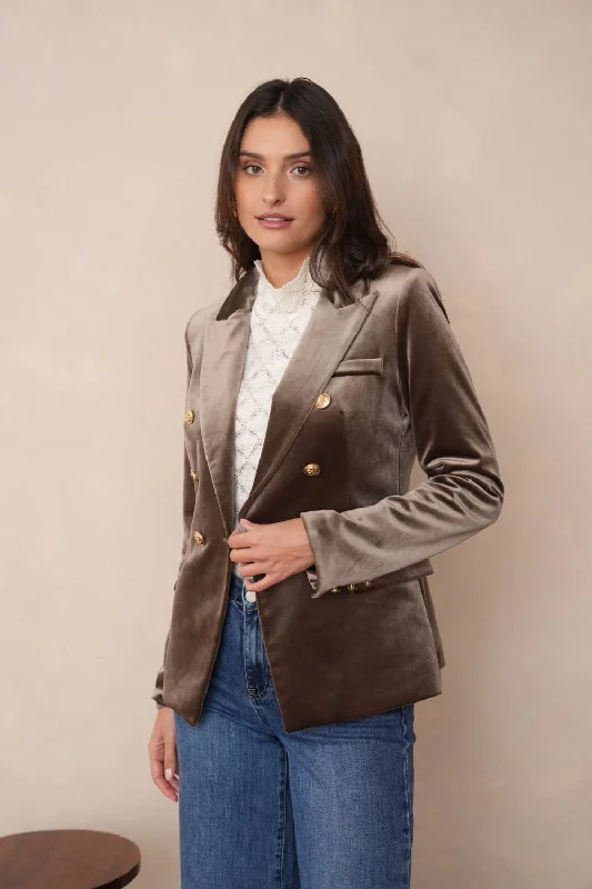 Double-breasted Velvet blazer with gold buttons Women's Premium Blazer
