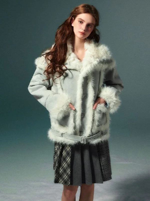 Blue suede fur jacket【s0000004540】 Appliqued Jacket Beaded Jacket Sequined Jacket