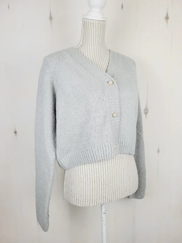 ARDENES LIGHT GREY CARDIGAN LADIES MEDIUM PRE-LOVED Iron Safe Non-Iron Wrinkle Free
