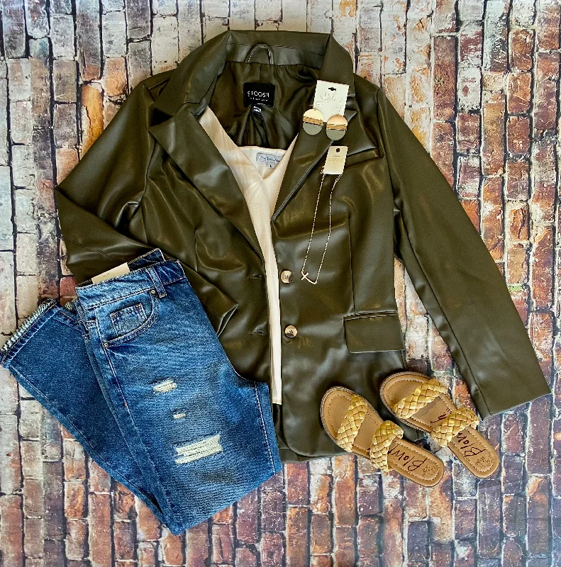 Prepared For Anything Olive Blazer Women's Casual Suit