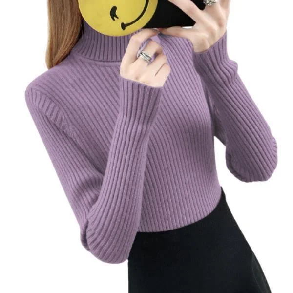 Turtle Neck Woven Shirt/Sweater For Women Silk Blend Satin Velvet