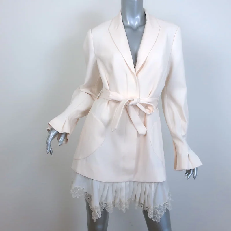 Jonathan Simkhai Victoria Lace-Trimmed Blazer Dress Ivory Stretch Crepe Size 6 Women's Solid Blazer Jonathan Simkhai Victoria Lace-Trimmed Blazer Dress Ivory Stretch Crepe Size 6 Women's Solid Blazer