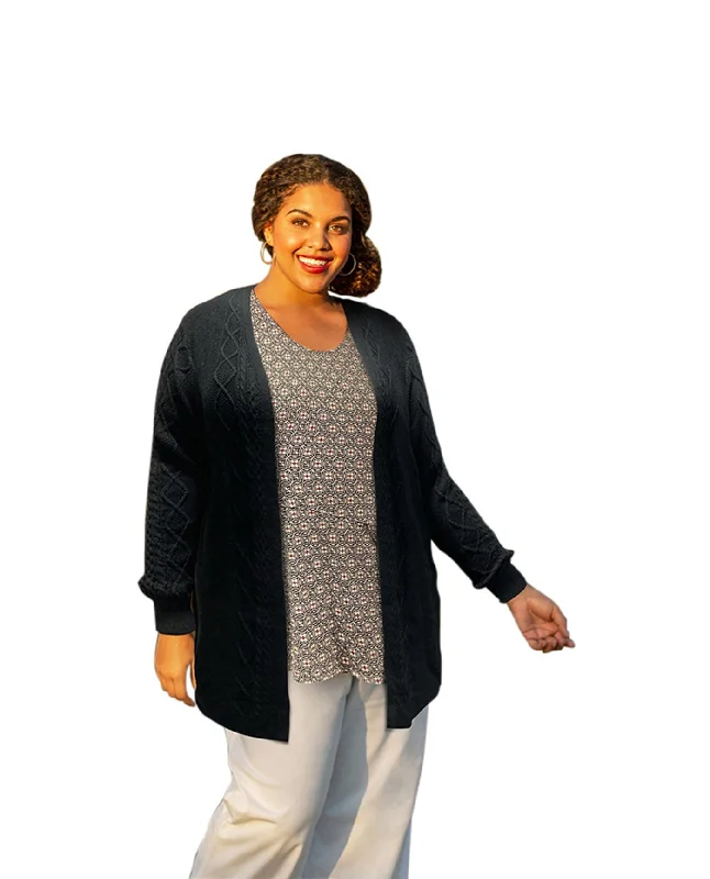 On The Plus Side Plus Size Cable Duster Sweater Cardigan Beaded Sweater Sequined Faux Fur