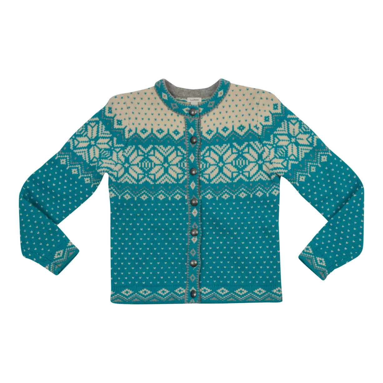 L.L. Bean Fair Isle Lambswool Cardigan - Women's Denim Fabric Leather Fabric Suede Fabric L.L. Bean Fair Isle Lambswool Cardigan - Women's Denim Fabric Leather Fabric Suede Fabric