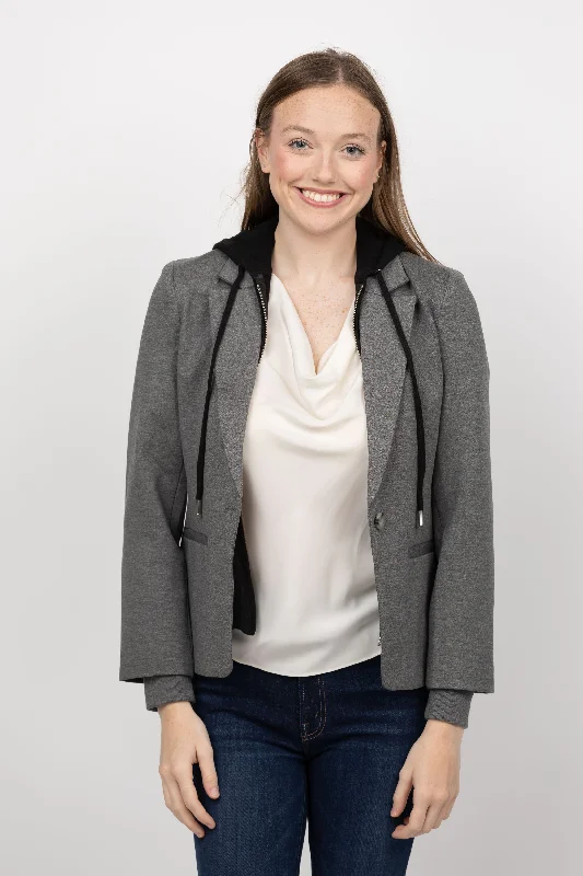 Central Park West Avalon Ponte Dickie Blazer in Grey Women's Professional Jacket