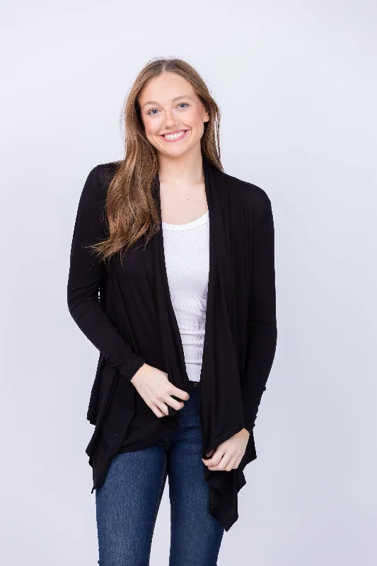 Velvet By Graham & Spencer Hermela Cardigan in Black Sequined Glittery Shiny