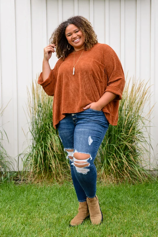 Pumpkin Spice Luv Sweater Top High Neck Crew Neck V-Neck