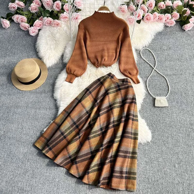 Women's Casual Skirt and Jumper Two-piece Outfit Set Cotton Fabric Linen Fabric Terry Fabric Women's Casual Skirt and Jumper Two-piece Outfit Set Cotton Fabric Linen Fabric Terry Fabric