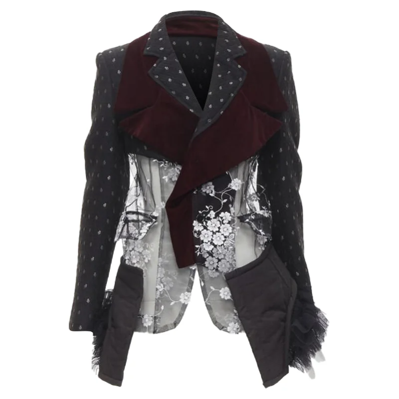 Comme des Garcons velvet floral mesh tulle blazer Women's Trendy Suit