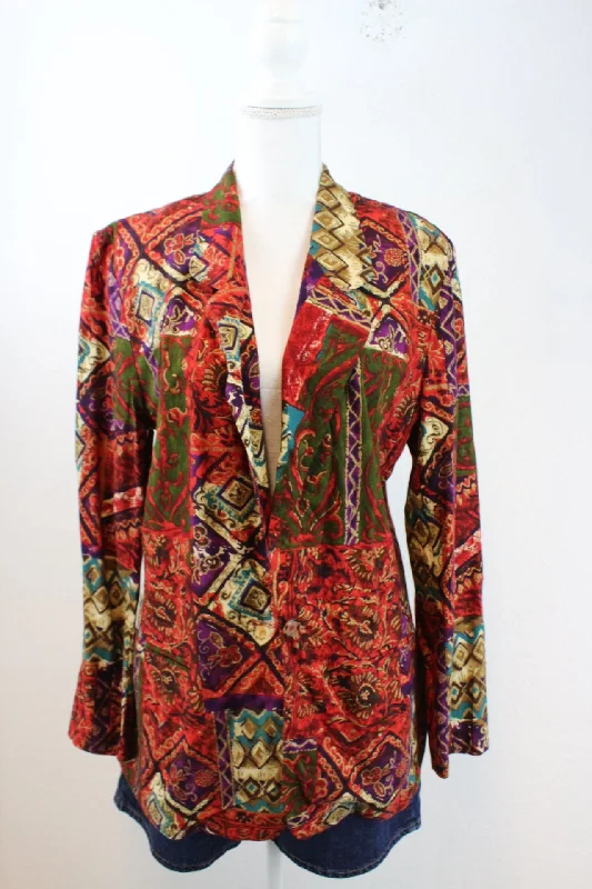 Vintage Colorful Blazer (L) Women's Short Blazer