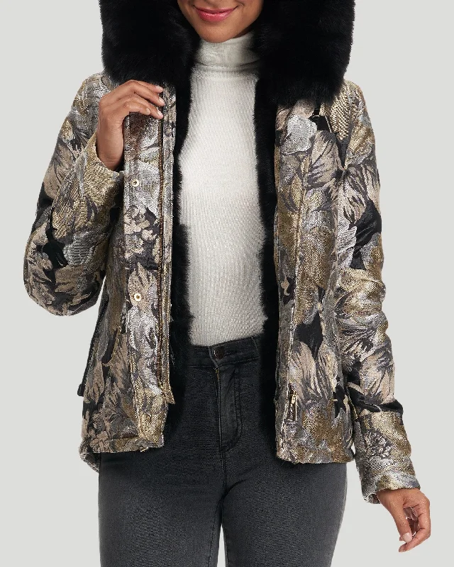 Apres-Ski Parka with Fox Front and Hood Trim High-Quality Waterproof Parka