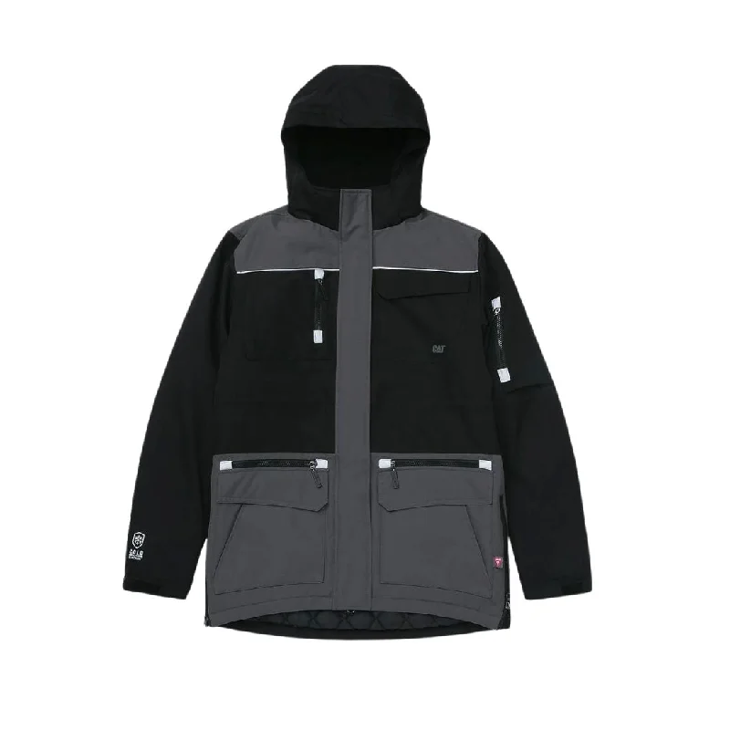 CAT Women's Insulated Winter Work Parka 1040002 - Grey/Black Chic Zipped Parka Jacket
