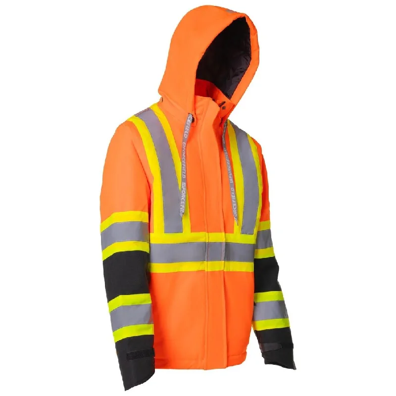 Forcefield Women's High-Visibility Winter Safety Parka - Orange Lightweight Cozy Parka Jacket