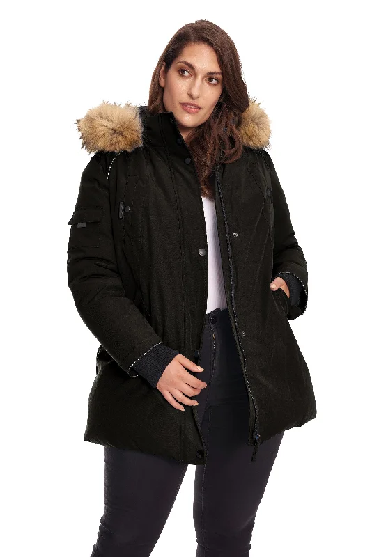 GLACIER PLUS | WOMEN'S VEGAN DOWN (RECYCLED) PARKA (PLUS SIZE) Warm Fur-Trimmed Parka GLACIER PLUS | WOMEN'S VEGAN DOWN (RECYCLED) PARKA (PLUS SIZE) Warm Fur-Trimmed Parka