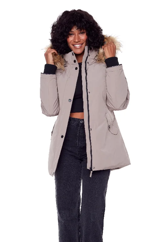 GLACIER | WOMEN'S VEGAN DOWN (RECYCLED) PARKA Trendy Drawstring Parka Coat
