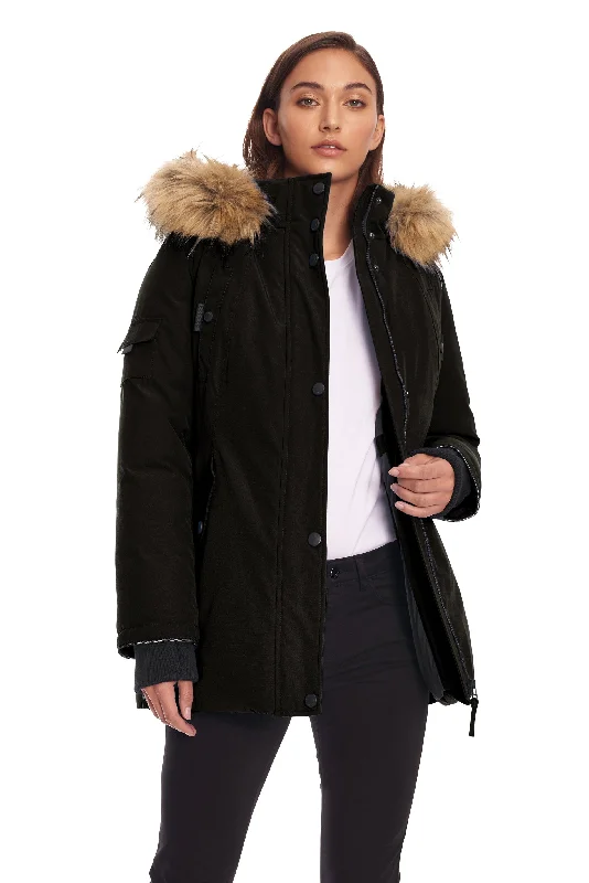 GLACIER | WOMEN'S VEGAN DOWN (RECYCLED) PARKA Stylish Buttoned Parka Coat