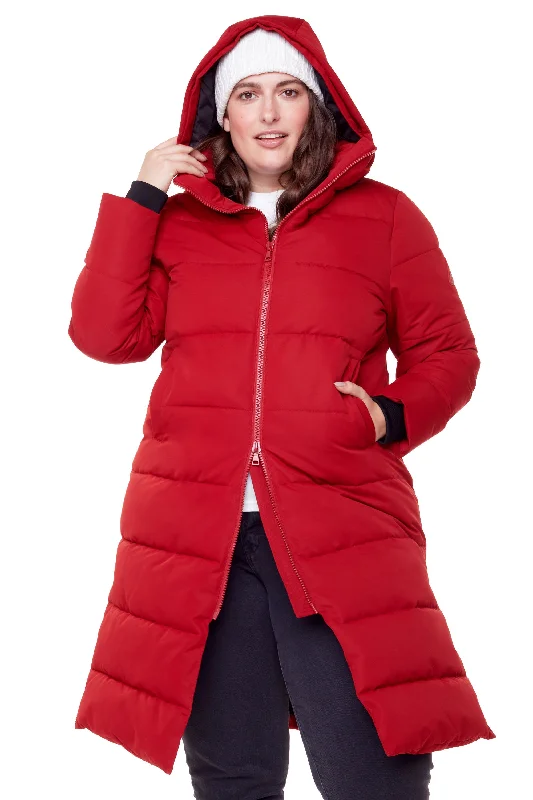 KLUANE PLUS | WOMEN'S VEGAN DOWN (RECYCLED) ULTRA LONG LENGTH PARKA (PLUS SIZE) Elegant Faux Leather Parka KLUANE PLUS | WOMEN'S VEGAN DOWN (RECYCLED) ULTRA LONG LENGTH PARKA (PLUS SIZE) Elegant Faux Leather Parka