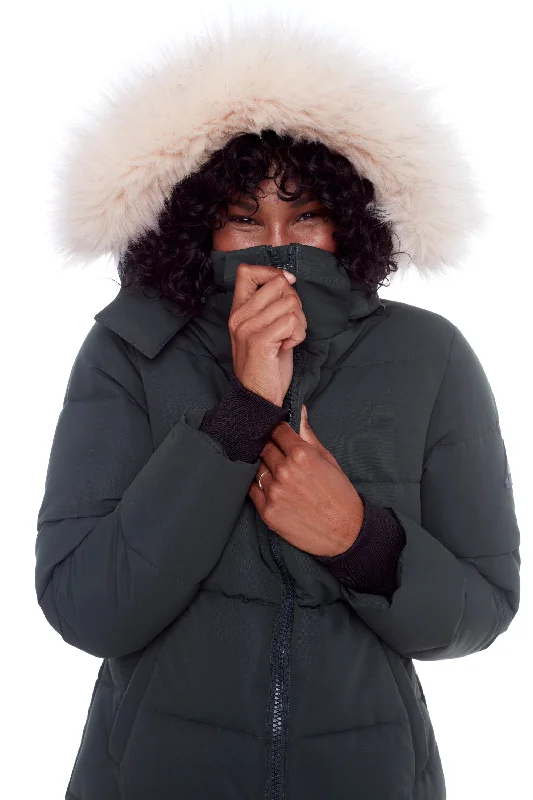 KLUANE | WOMEN'S VEGAN DOWN (RECYCLED) ULTRA LONG LENGTH PARKA Full-Zip Thermal Parka KLUANE | WOMEN'S VEGAN DOWN (RECYCLED) ULTRA LONG LENGTH PARKA Full-Zip Thermal Parka