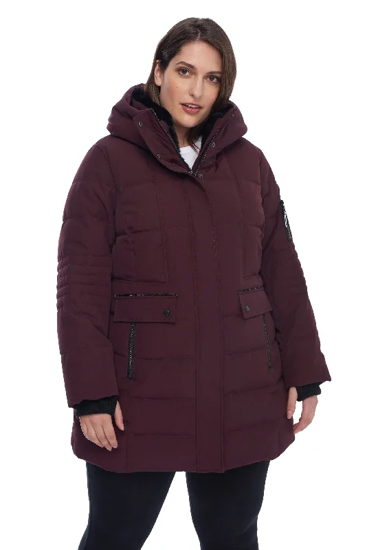 KOOTNEY PLUS | WOMEN'S VEGAN DOWN (RECYCLED) MID-LENGTH PARKA (PLUS SIZE) Casual Everyday Parka Jacket KOOTNEY PLUS | WOMEN'S VEGAN DOWN (RECYCLED) MID-LENGTH PARKA (PLUS SIZE) Casual Everyday Parka Jacket