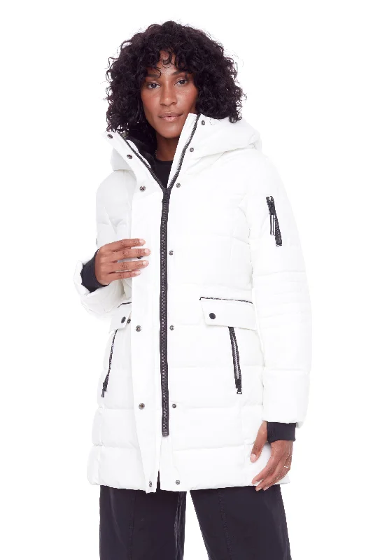 KOOTNEY | WOMEN'S VEGAN DOWN (RECYCLED) MID-LENGTH PARKA High-Neck Zipper Parka Coat KOOTNEY | WOMEN'S VEGAN DOWN (RECYCLED) MID-LENGTH PARKA High-Neck Zipper Parka Coat