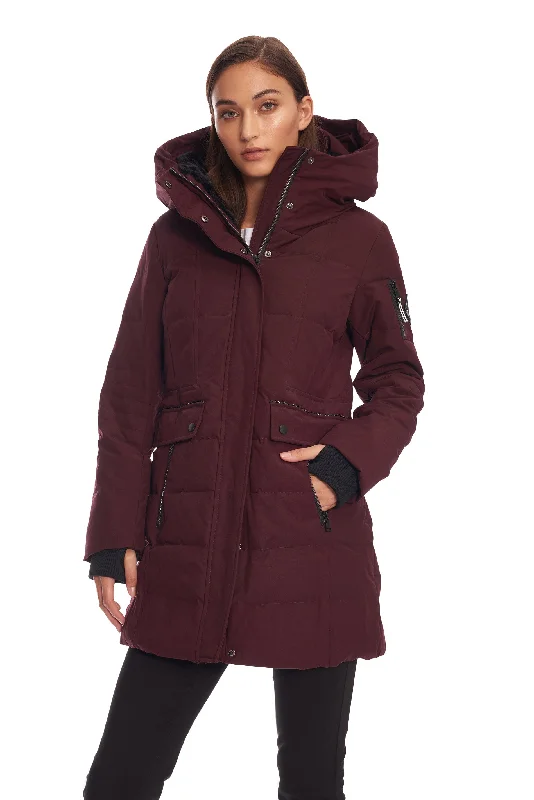KOOTNEY | WOMEN'S VEGAN DOWN (RECYCLED) MID-LENGTH PARKA Plush Warm Hooded Parka