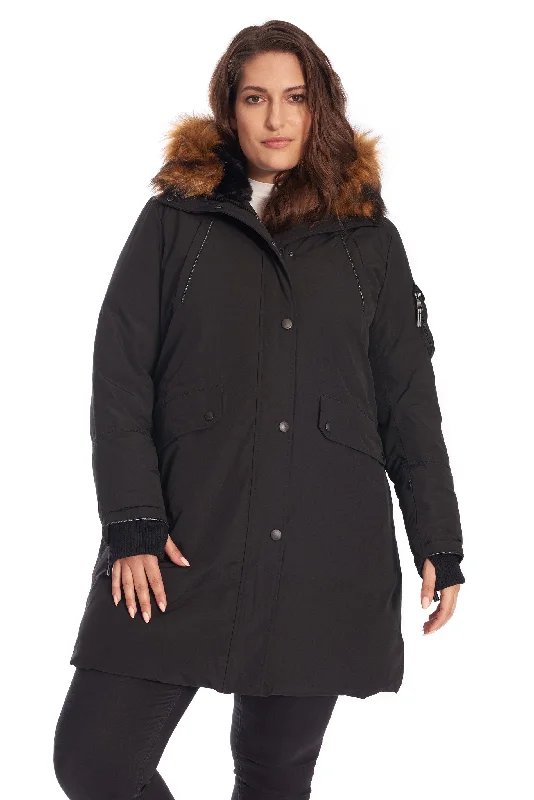 LAURENTIAN PLUS | WOMEN'S VEGAN DOWN (RECYCLED) LONG PARKA (PLUS SIZE) Classic Thick Winter Parka LAURENTIAN PLUS | WOMEN'S VEGAN DOWN (RECYCLED) LONG PARKA (PLUS SIZE) Classic Thick Winter Parka